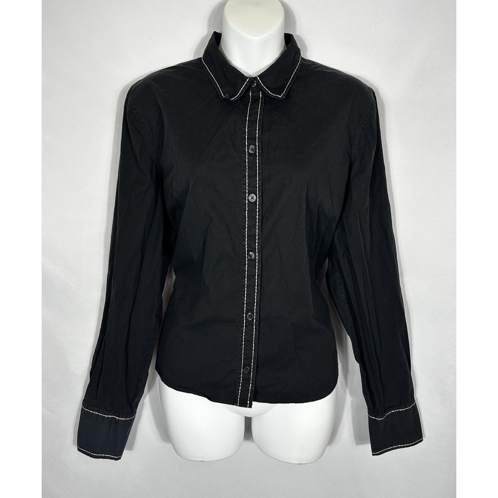 Old Navy Y2K Collar Button Down Top Size L Office Siren Edwardian Goth Academia